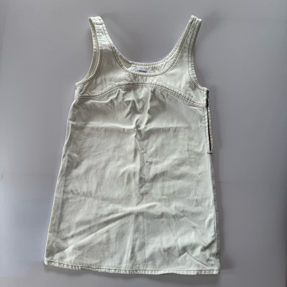 Frame Women’s White Denim Short Jumper Dress - Size Small